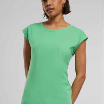 Extended Shoulder T-Shirt Damen bedrucken getragen